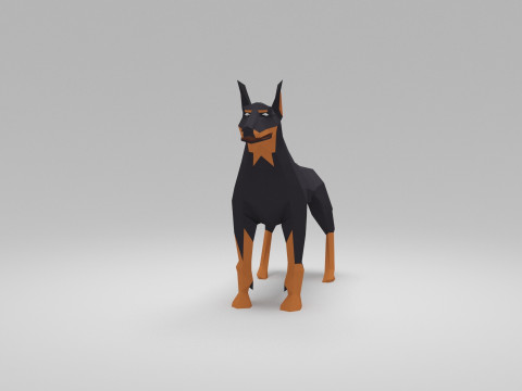 Dog Low Poly 01 Model 3D