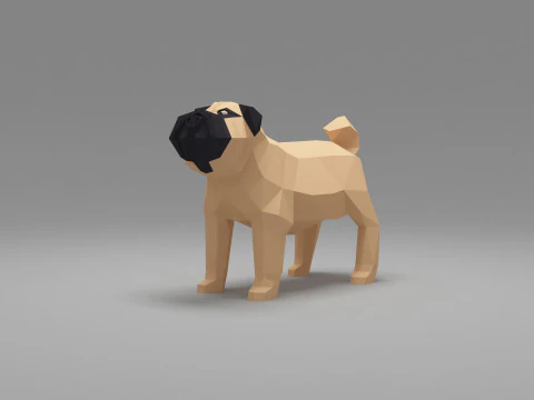Hund Low Poly 02 3D Modell