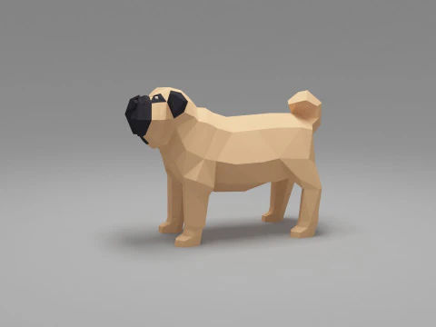 Hund Low Poly 02 3D Modell