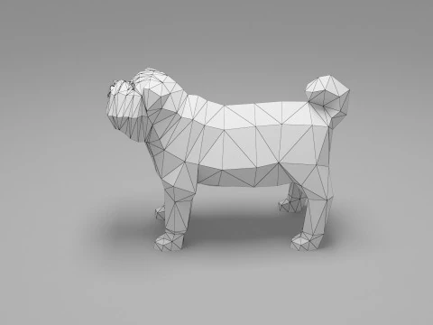 Hund Low Poly 02 3D Modell