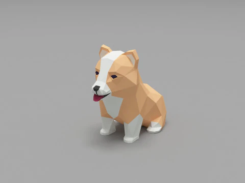 Dog Low Poly 07 3D Model