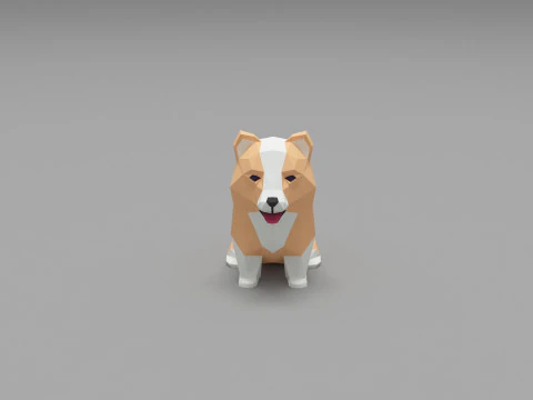 Dog Low Poly 07 3D Model