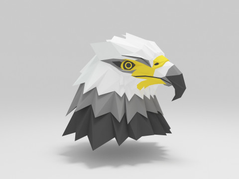 Kartal kafası d&uuml;ş&uuml;k poli 3D Model