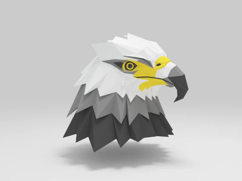 Kartal kafası d&uuml;ş&uuml;k poli 3D Model