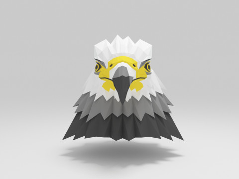 Kartal kafası d&uuml;ş&uuml;k poli 3D Model