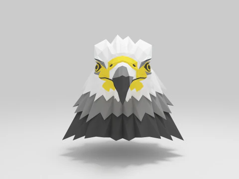 Kartal kafası d&uuml;ş&uuml;k poli 3D Model
