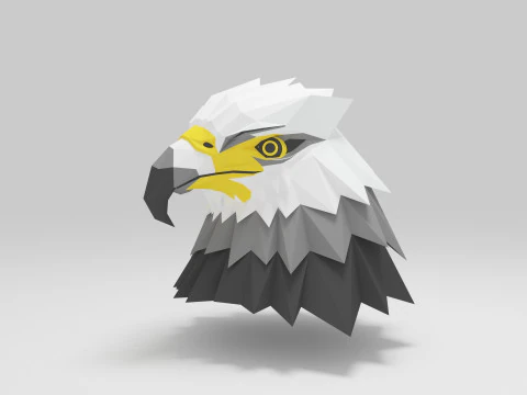Kartal kafası d&uuml;ş&uuml;k poli 3D Model