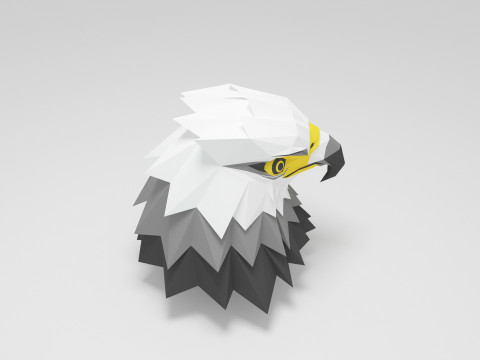 Kartal kafası d&uuml;ş&uuml;k poli 3D Model