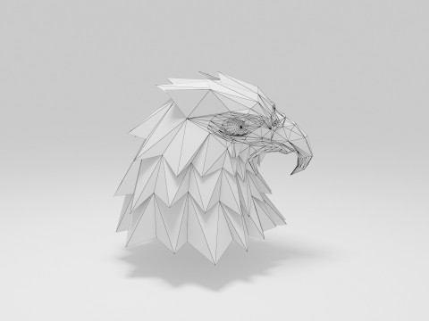 Kartal kafası d&uuml;ş&uuml;k poli 3D Model