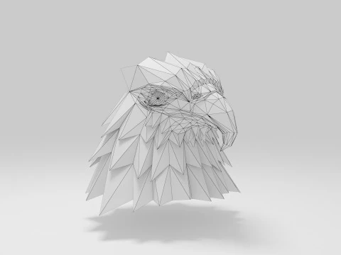 Kartal kafası d&uuml;ş&uuml;k poli 3D Model