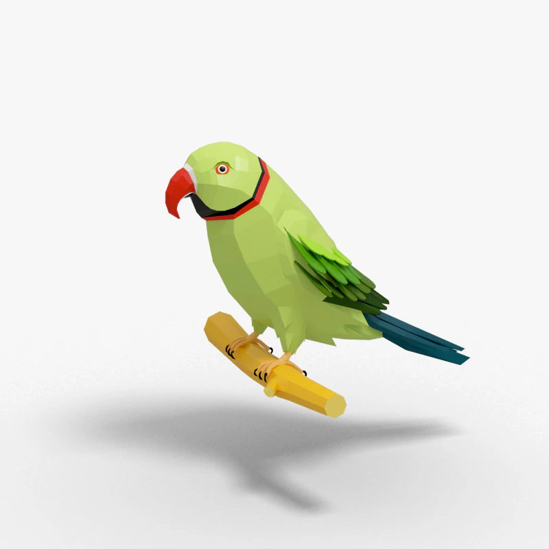 Parrot Lowpoly 3D Model .c4d .max .obj .3ds .fbx .stl .blend 