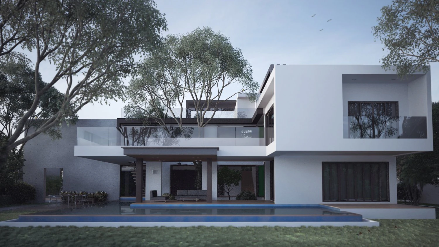modern house scence 3D Model .c4d .max .obj .3ds .fbx .stl .blend 