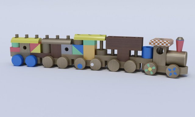 wooden train toy 3D Модель .c4d .max .obj .3ds .fbx .stl .blend 