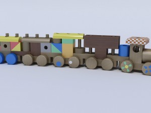 wooden train toy 3D Model