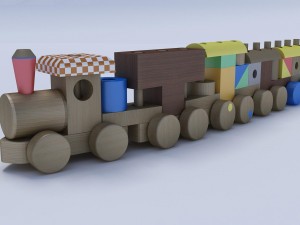 wooden train toy 3D Модель