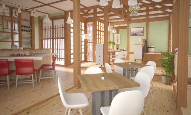 cafe 01 scene 3D Model .c4d .max .obj .3ds .fbx .stl .blend 