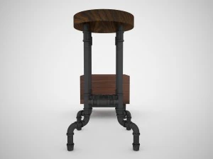 industrial steel pipe stool and sofa side-table 3D Model