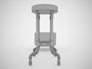 industrial steel pipe stool and sofa side-table 3D 模型