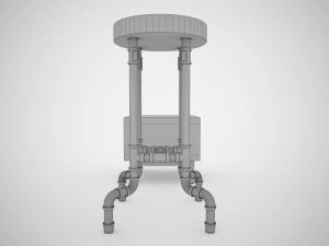 industrial steel pipe stool and sofa side-table 3D Model