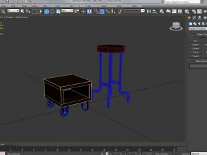 industrial steel pipe stool and sofa side-table 3D Model