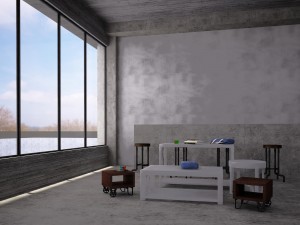 industrial steel pipe stool and sofa side-table 3D 模型