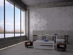 industrial steel pipe stool and sofa side-table 3D Model