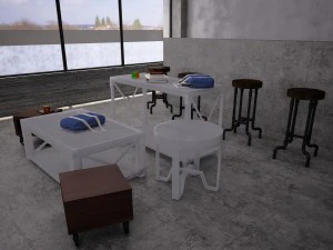 industrial steel pipe stool and sofa side-table 3D Model