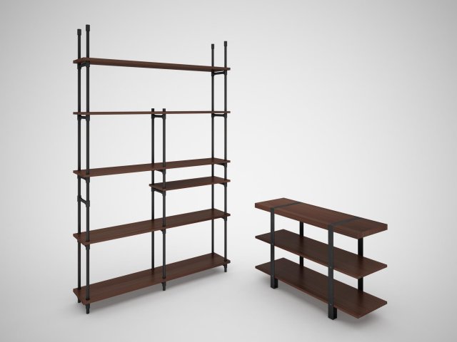 industrial steel pipe shelves and marley sofa table 3D-Modell .c4d .max .obj .3ds .fbx .stl .blend 