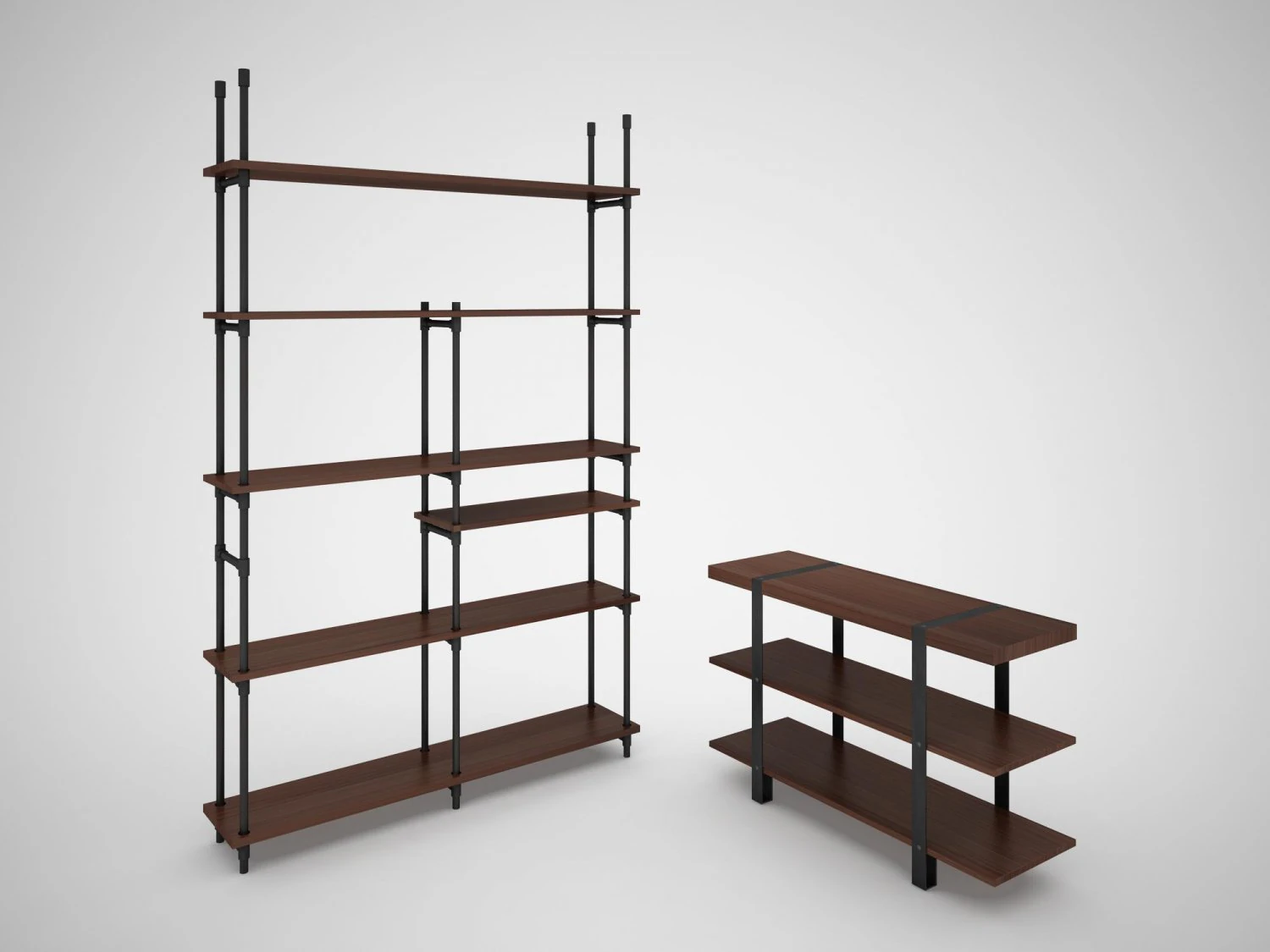 industrial steel pipe shelves and marley sofa table 3D Model .c4d .max .obj .3ds .fbx .stl .blend 