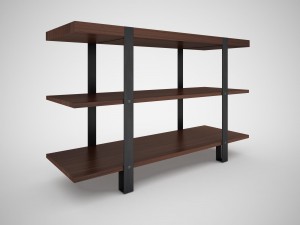 industrial steel pipe shelves and marley sofa table 3D-Modell