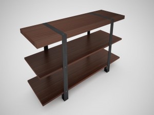 industrial steel pipe shelves and marley sofa table 3D-Modell