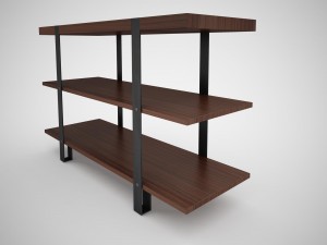 industrial steel pipe shelves and marley sofa table 3D-Modell