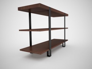 industrial steel pipe shelves and marley sofa table 3D-Modell