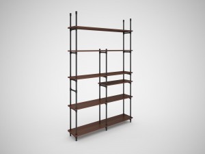 industrial steel pipe shelves and marley sofa table 3D-Modell