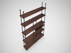 industrial steel pipe shelves and marley sofa table 3D-Modell