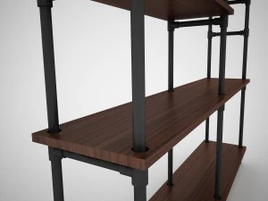 industrial steel pipe shelves and marley sofa table 3D Model