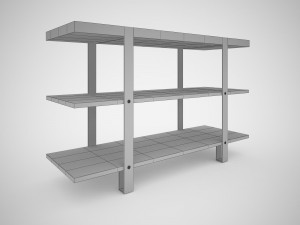 industrial steel pipe shelves and marley sofa table 3D-Modell