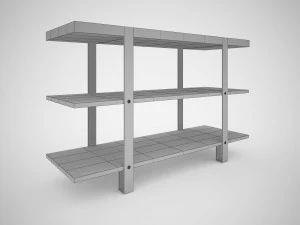 industrial steel pipe shelves and marley sofa table 3D Model