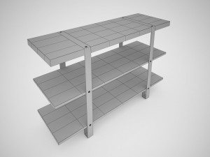 industrial steel pipe shelves and marley sofa table 3D-Modell