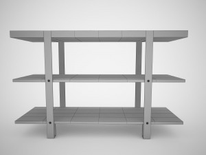 industrial steel pipe shelves and marley sofa table 3D-Modell
