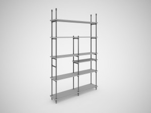 industrial steel pipe shelves and marley sofa table 3D-Modell