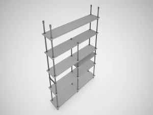 industrial steel pipe shelves and marley sofa table 3D Model