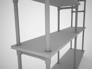 industrial steel pipe shelves and marley sofa table 3D Model