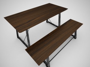 mead dining table and bench 3D 모델