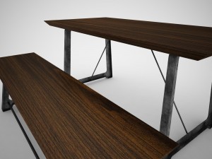 mead dining table and bench 3D 모델