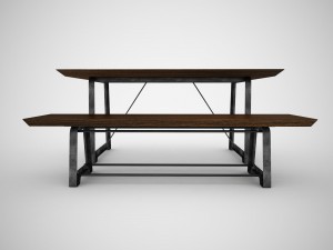 mead dining table and bench 3D 모델