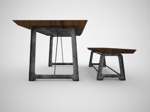 mead dining table and bench 3D 모델