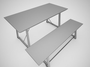mead dining table and bench 3D 모델