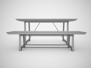 mead dining table and bench 3D 모델