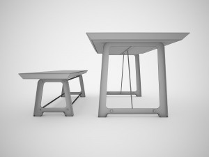 mead dining table and bench 3D 모델